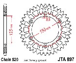 etzov rozeta 48 zub ze slitiny hlinku 7075-T6. Stbrn eloxovan. Vrobce JT. JTA897.48 JT